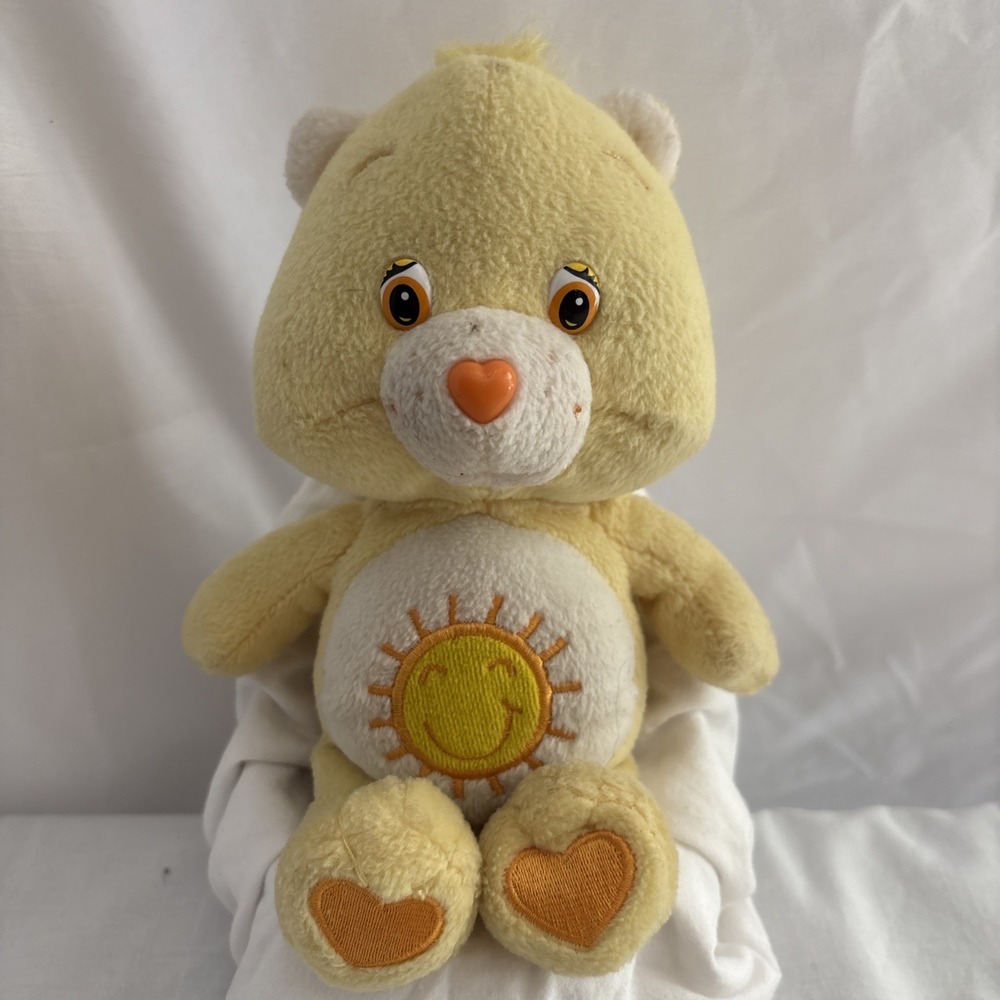 Vtg 2002 Care Bears Funshine Bear Plush 8" Yellow Stuffed Animal Sunshine Sun